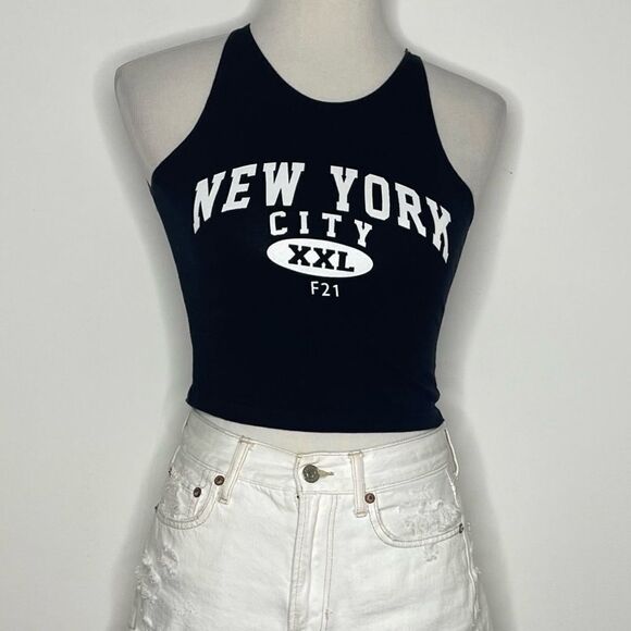 5/$25💜 American Apparel- Black New York City Sleeveless Crop Top - Picture 1 of 2